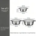 Set of 3 transparent grey washbasins in different sizes with dual handle design - Medium, Large And Extra Large / Transparent Gray