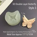 Dettaglio macro dello stampo in silicone farfalla 3D con dimensioni e campione di resina - Stampo Farfalla 3D a Doppio Strato