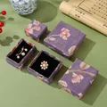 Elegant purple floral jewelry storage set with pearl brooch and gemstone ring insert - Hibiscus Purple / 5X5X3cm