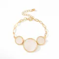 Golden bracelet with three pink marble round pendants and adjustable lobster clasp chain - Bracelet
