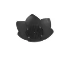 Macro view of black lotus silicone soap dish with flexible non-slip drainage spikes - Black