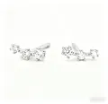 Minimalistische S925 sterling zilveren oorknopjes met gebogen zirkonia stenen - 925 zilver / Witgoud