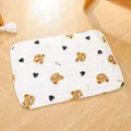 Quilted pet sleeping mat featuring brown bear and heart patterns on light background - Bear with Heart