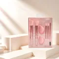 7-piece makeup brush and sponge set in pink finish with transparent storage box - 7-Piece Set / Pink