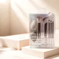 7-piece makeup brush set with 5 professional brushes and 2 grey sponges in laser box - 7-Piece Set / Silver