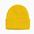 Classic bright yellow ribbed knit beanie with a wide cuff for winter warmth - Yellow