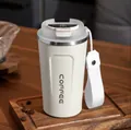Portable smart coffee mug with digital temperature display and matte white finish - White Smart Lid With Lanyard