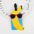Creative cartoon banana luggage tag with red sunglasses for travel suitcase identification - Banana With Blue Card