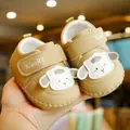Soft-soled khaki baby shoes with cute cartoon sheep pattern and velcro closure - Size 13 / Khaki