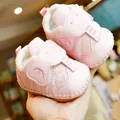 Pink soft sole baby walker shoes with elephant ear velcro and non-slip rubber bottom - Size 14 (Inner Length 10.5CM) / Pink