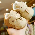 Breathable khaki baby walking shoes with soft soles and cute 3D elephant design - Size 14 (Inner Length 10.5CM) / Khaki