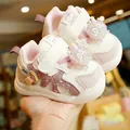 Scarpe da primi passi per neonati con patchwork rosa viola, velcro e decoro carino - EU 20 / Rosa