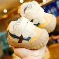 Plush-lined winter baby walking shoes with non-slip soft soles and warm fleece lining - Size 16 (Inner Length 12cm) / Khaki