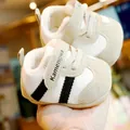Fleece lined baby walking shoes with soft non-slip soles and velcro straps for winter warmth - Size 15 / Off White
