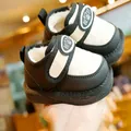 Winter infant snow boots with fleece lining and non-slip soft soles for toddlers - Size 17 (11.5CM Inner) / Black