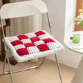 Red and white checkered heavy flannel chair cushion on a white metal folding chair - 18x18 Inch / Red & White