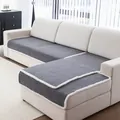 L-shaped dark grey lamb wool sofa cushion set with white plush trim for winter decor - 70*70cm / Dark Gray