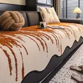 Cojín de sofá moderno en chenilla naranja con patrón abstracto de ondas y bordes - 90x70cm / Meteoro de Luz Estelar - Blanco y Naranja
