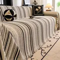 Vertical striped beige and brown cream style sofa cover blanket with decorative fringes - Vertical Shadow Throw / 180*130CM / Black