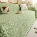 Grasgroene Scandinavische tweed bankhoes met decoratieve franje details - 180cmx130cm / Groen