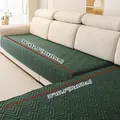 Dark green quilted waterproof sofa cover with non-slip geometric diamond pattern texture - 70x70cm / Dark Green