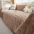 Copridivano spesso in velluto color cammello con trama a onde d'acqua e fondo antiscivolo - 180*90CM / Marrone