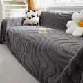 Copridivano spesso in velluto grigio scuro con motivo a onde per divani a tre posti - 180*90CM / Grigio chiaro