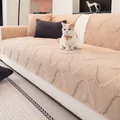 Thickened camel wavy textured plush sofa cover set with anti-slip backing - 70x70cm / Cloud Velvet-Camel