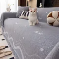 Grey chenille sofa cover with white swan jacquard pattern and decorative fringe - Gray / 30*50cm Lumbar Pillowcase