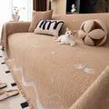 Warm camel jacquard sofa throw blanket with swan pattern and beige fringe tassels - Khaki / 30*50cm Lumbar Pillowcase
