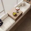 Weiße Teddy-Samt-Fenstermatte mit vertikaler Steppung und Ablagetisch aus Holz - 7.2+10+10cm / Creme