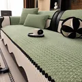 Funda de sofá de pana gruesa verde con textura de burbujas y borde de encaje - 70x70cm / Verde