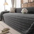 Copridivano spesso in peluche grigio con trama a strisce larghe per calore invernale - 180*130CM / Grigio