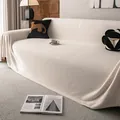 Copridivano in ciniglia bianco crema strutturato con morbida finitura in tessuto felpato - 180*130CM / Bianco