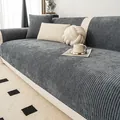 Copridivano grigio spesso in ciniglia con trama a coste e cuscini coordinati - 70cmx70cm / grigio scuro