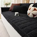 Copridivano in velluto a coste nero spesso con trama antiscivolo e cuscini coordinati - 70x70cm / Nero