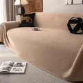 Copridivano spesso in peluche beige in tessuto di ciniglia con superficie testurizzata - 180*130CM / Cachi