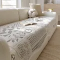 Thick jacquard plush sofa cover in beige and gray with decorative geometric floral patterns - 70*70cm / Flower Bank Irregular-Gray