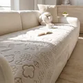 Beige velvet sofa cover with embossed floral and cartoon pattern for modern living room - 70*70cm / Flower Bank Irregular-Coffee