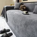 Waterdichte donkergrijze zware chenille bankhoes met getextureerde stofstructuur - 180x180cm / donkergrijs