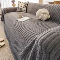 Thick dark grey velvet sofa cover with waffle texture for living room protection - 180x130cm / Light Gray