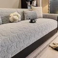 Funda de sofá gris de felpa gruesa con textura 3D de calabaza y funda de cojín a juego - 70*70cm / Gris claro