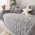Copridivano in peluche grigio chiaro con motivi goffrati di alberi e fiocchi di neve - 180*130CM / Albero di Capodanno - Grigio