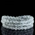 Grade 4A natural green rutilated quartz crystal triple wrap bracelet with clear beads - 5-5.8mm Three-wrap (Approx. 100 Beads) / Style 2 (Grade 4A Clear)