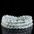 5A Grade natural green rutilated quartz triple-wrap bracelet with clear round crystal beads - 6~6.8mm Three Circles (Approx. 85 Beads) / 5A Grade White Water Green Rutilated Quartz (Style 2)