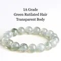 Natural 1A grade green rutilated quartz bead bracelet with needle-like inclusions - 7-7.8mm (Approx. 25 Beads) / Grade A Clear Green Rutilated