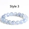 Natural 6A grade blue rutilated quartz beaded bracelet with translucent crystal stones - Grade 6A Blue Rabbit Hair - Style 3 / 7-7.8mm (Approx 25 Beads)