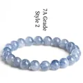 7A grade blue rutilated quartz beaded bracelet in polished variant style two - Grade 7A - Style 2 / 8-8.8mm (Approx 23 Beads)