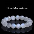Single strand blue moonstone bracelet with 16 translucent beads showing blue flash - 11-12mm Single Strand (Approx. 17 Beads) / Blue Moonstone (Promo Grade)