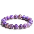 4A Grade natural Charoite bead bracelet featuring unique purple and white fibrous patterns - 4A Grade / 9-9.8mm (Approx. 20 Beads) / Purple